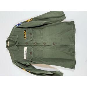 1960s Vintage U.S. Army Green Military Shirt with Patches